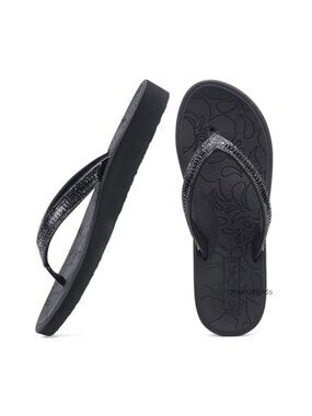 Women's Flip Flops Rhinestone Arch Support Yoga Mat Comfort Walking Sandals